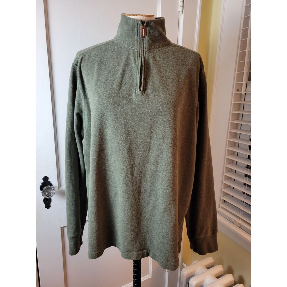 J.Crew Quarter Zip Up Men's SZ XL Green 100% Cotton‎